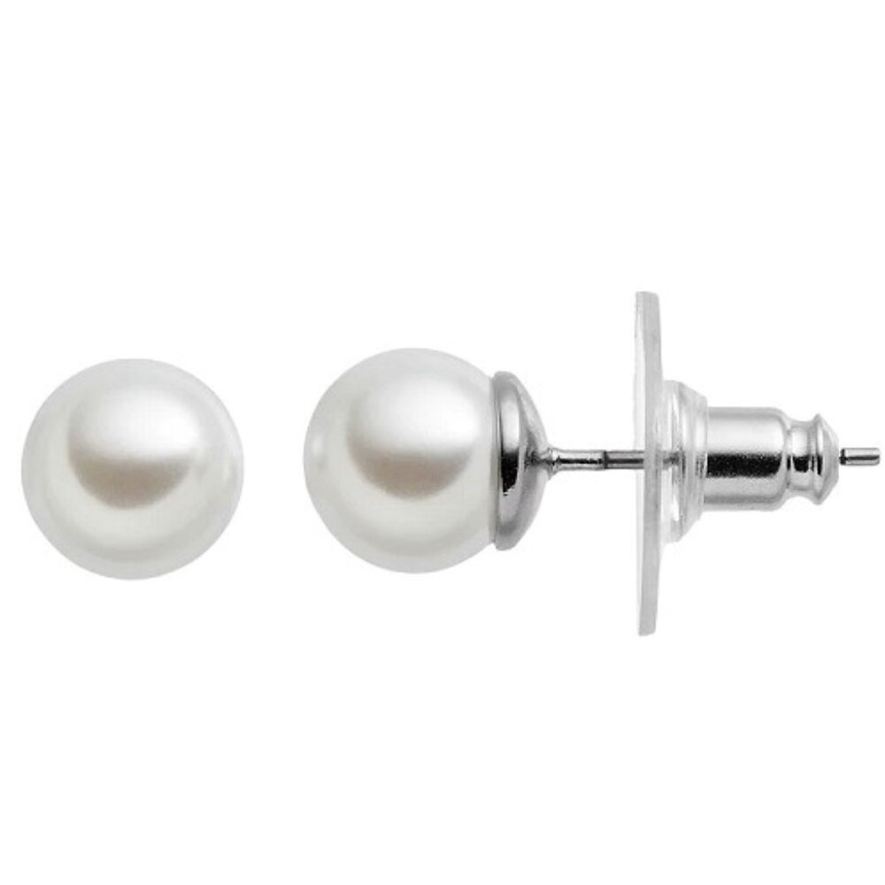 VERA WANG Romantic Gunmetal White Pearl Stud Earrings**NEW! - Picture 4 of 7